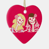 Blonde en Brunette Vrouw Skeleton Couple Keramisch Ornament (Rechts)