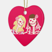 Blonde en Brunette Vrouw Skeleton Couple Keramisch Ornament (Links)