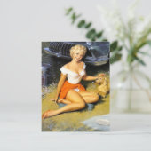 Blonde en Puppy Pin omhoog Briefkaart (Staand voorkant)