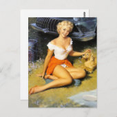 Blonde en Puppy Pin omhoog Briefkaart (Voorkant / Achterkant)