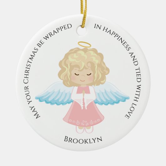 Blonde Engel Keramische Versiering Keramisch Ornament (Voorkant)