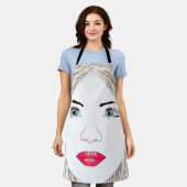 Blonde Face Line Art Apron Schort (Gedragen)