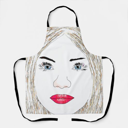 Blonde Face Line Art Apron Schort (Voorkant)