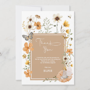 Blonde Fairy Boho Wildflower Garden Girl Verjaarda Bedankkaart