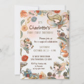 Blonde Fairy First Birthday Enchanted Forest Kaart (Voorkant)