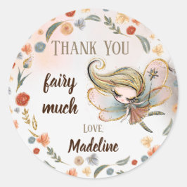 Blonde Fairy Girl Birthday Party Favor Gift Ronde Sticker