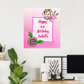 Blonde Fairy Girl Happy Birthday Poster (Thuiskantoor)