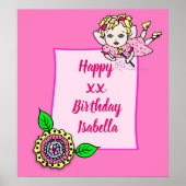  Blonde Fairy Girl Happy Birthday Poster (Voorkant)
