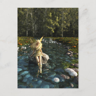  Blonde Fairy Paddling in the Forest Stream Briefkaart
