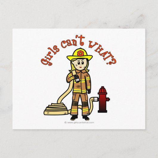 Blonde Firefighter Girl Briefkaart (Voorkant)