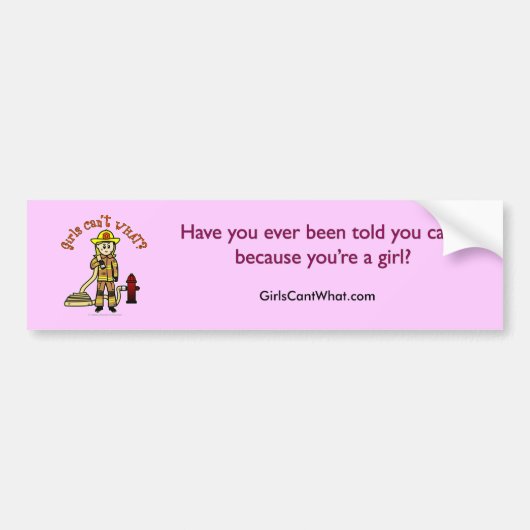 Blonde Firefighter Girl Bumpersticker (Voorkant)