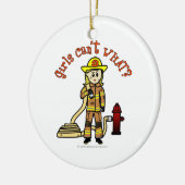 Blonde Firefighter Girl Keramisch Ornament (Links)