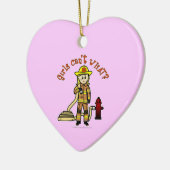 Blonde Firefighter Girl Keramisch Ornament (Links)