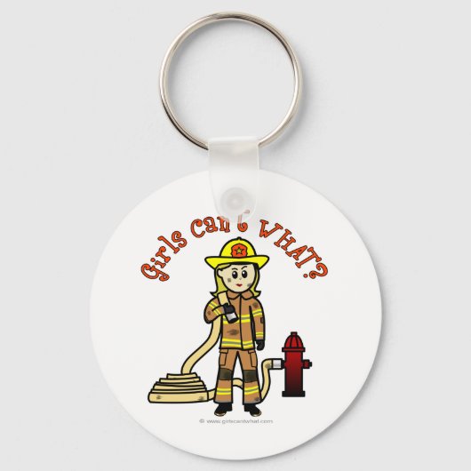 Blonde Firefighter Girl Sleutelhanger (Voorkant)