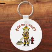 Blonde Firefighter Girl Sleutelhanger (Voorkant)