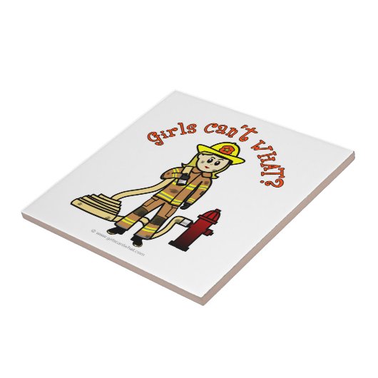 Blonde Firefighter Girl Tegeltje (Zijkant)