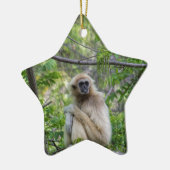 Blonde Gibbon Monkey - Hylobates lar Keramisch Ornament (Links)