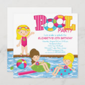 Blonde Girl Birthday Pool Kaart (Voorkant / Achterkant)