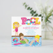 Blonde Girl Birthday Pool Kaart (Staand voorkant)