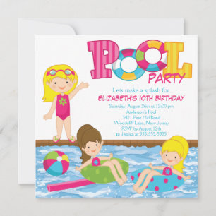 Blonde Girl Birthday Pool Kaart