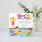 Blonde Girl Birthday Summer Pool Kaart (Staand voorkant)