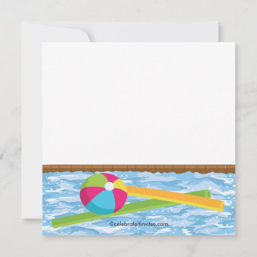 Blonde Girl Birthday Summer Pool Kaart (Achterkant)