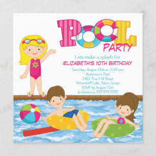 Blonde Girl Birthday Summer Pool Kaart