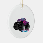 Blonde Girl Drift Paarse Monster Truck Keramisch Ornament (Rechts)