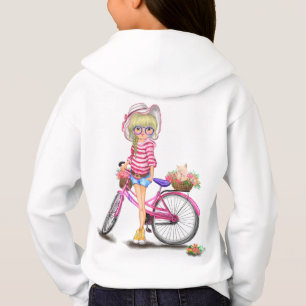 Blonde Girl en Pink Bike Hoodie