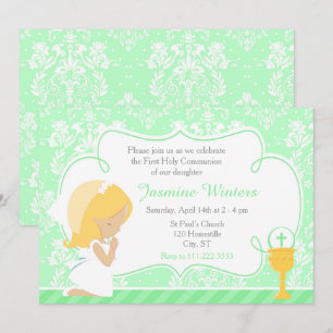 Blonde Girl First Commune Damask Kaart