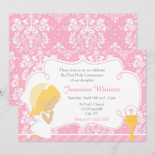 Blonde Girl First Commune Damask Kaart