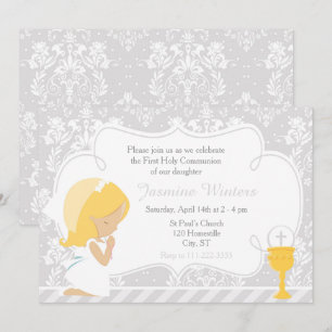 Blonde Girl First Commune Damask Kaart