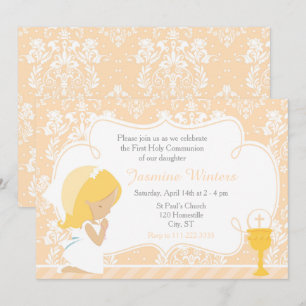 Blonde Girl First Commune Damask Kaart