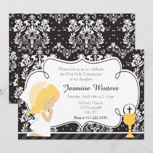 Blonde Girl First Commune Damask Kaart