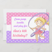 Blonde Girl Gymnastics Birthday Invitations Kaart (Achterkant)