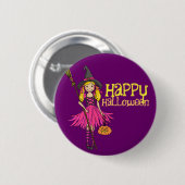 Blonde girl happy Halloween kinder button badge (Voorkant /achterkant)