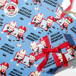Blonde Girl Hockey Birthday Persoonlijk Cadeaupapier