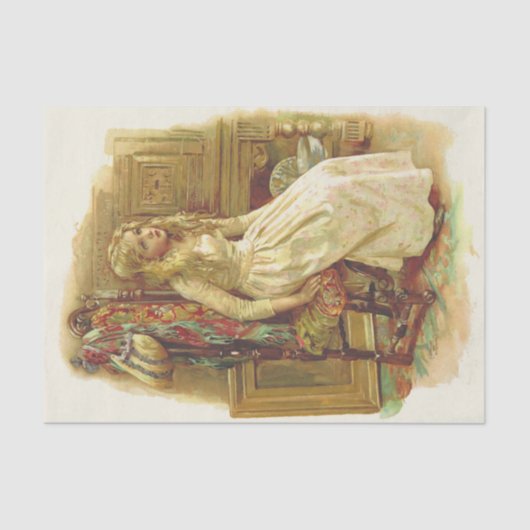 Blonde Girl in nieuwsgierige winkel Tissuepapier (Voorkant)