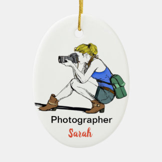 Blonde Girl met camera -  Keramisch Ornament
