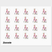 Blonde Girl met roze bike Sticker (Vel)