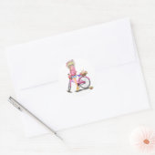 Blonde Girl met roze bike Sticker (Envelop)