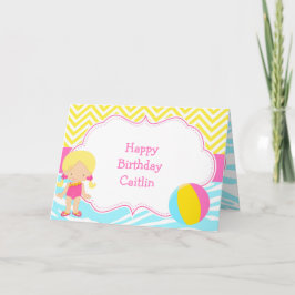 Blonde Girl Pool Party Kaart