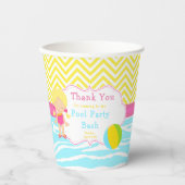 Blonde Girl Pool Party Papieren Bekers (Voorkant)