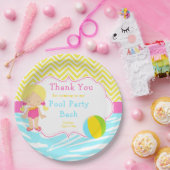 Blonde Girl Pool Party Papieren Bordje (Feest)