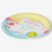 Blonde Girl Pool Party Papieren Bordje (Gekanteld)