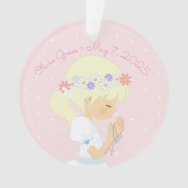 Blonde Girl Rosary Beads First Commune Ornament