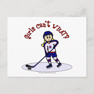 Blonde Girls Hockey Player Briefkaart