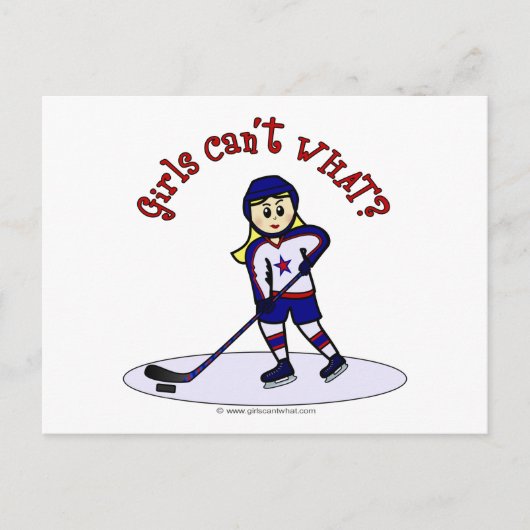 Blonde Girls Hockey Player Briefkaart (Voorkant)