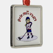 Blonde Girls Hockey Player Metalen Ornament (Rechts)