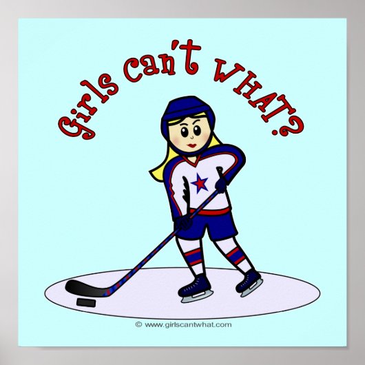 Blonde Girls Hockey Player Poster (Voorkant)